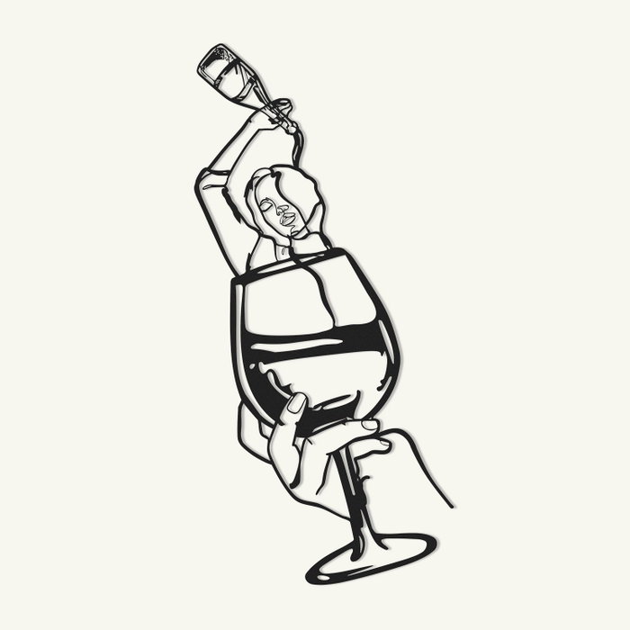 Wallity Glass of Wine Girl Line Art- APT749 M